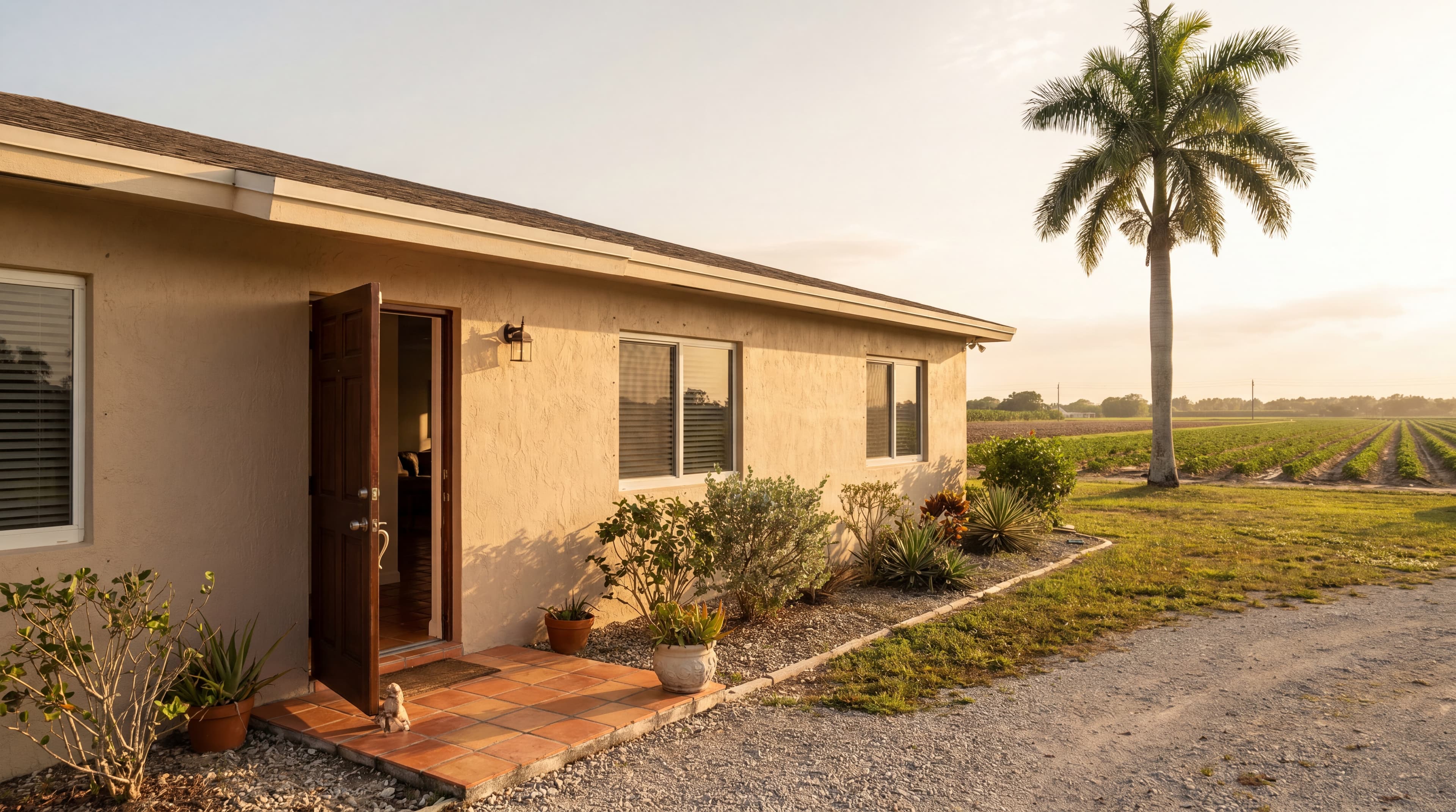 Casa modesta del sur de Miami-Dade en Homestead con pisos de loseta Saltillo